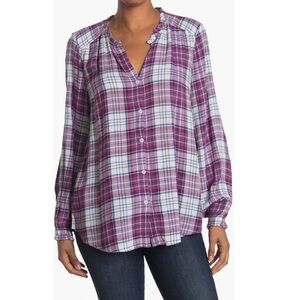 beachlunchlounge Elly Plaid Long Sleeve Tunic Shirt Medium